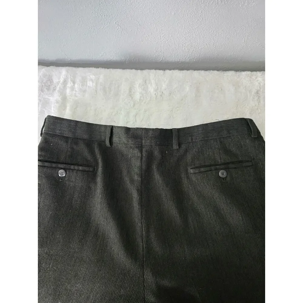 St Croix Lot Corduroy Pleated Wool Blend Dress Pants Men 36x29 Brown Black Italy